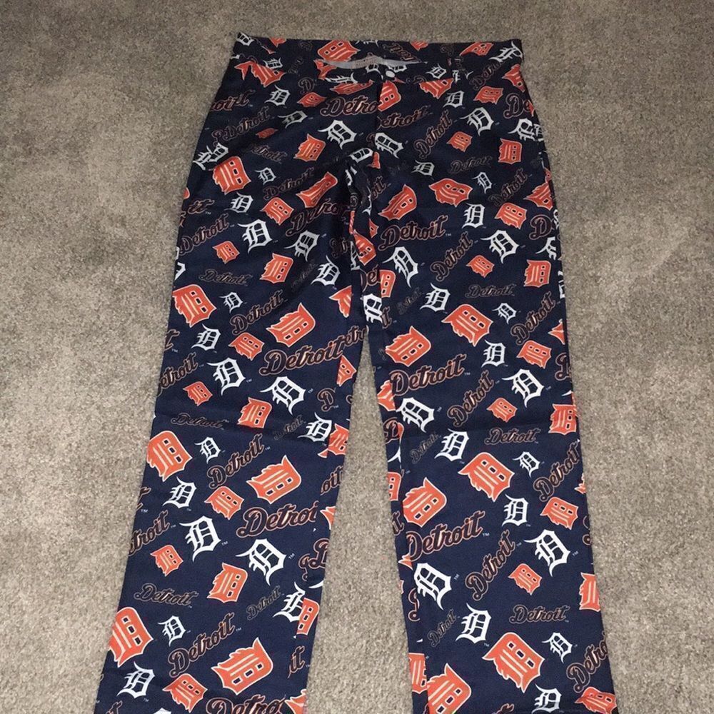 Detroit Tigers MLB wild Loud Print Baseball Party Opening Day Trouser Pants 36